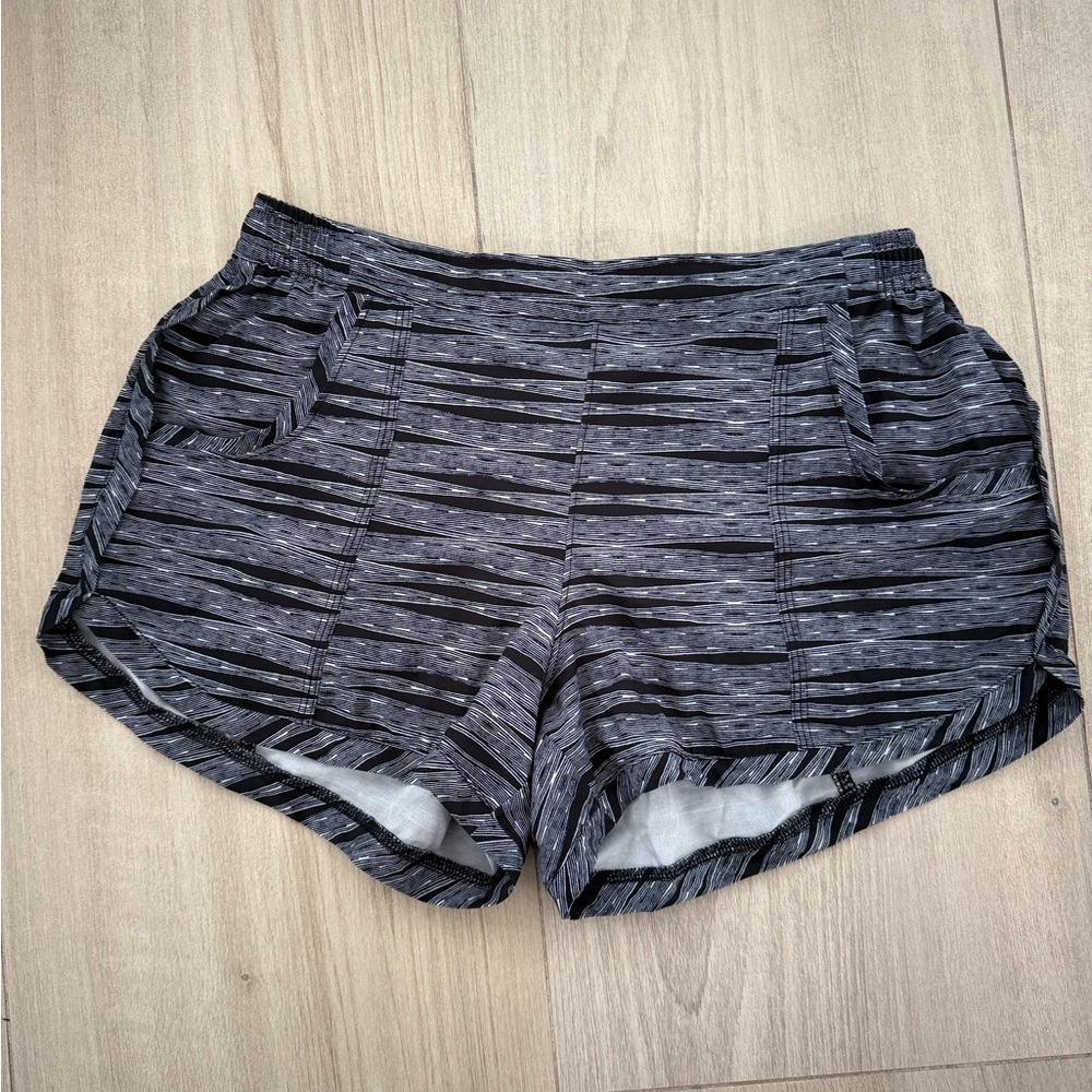 Athleta Women's Black and Gray Striped Shorts